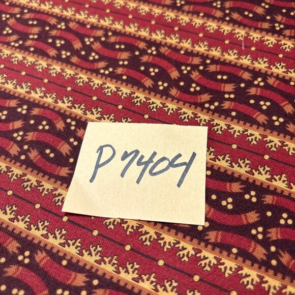 Andover Fabrics Burgundy & Gold Holiday Print Cotton Quilting Fabric 19"x34" - Picture 6 of 6